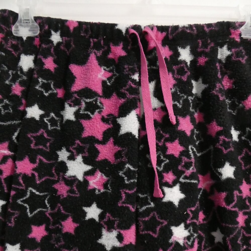 725 ORIGINALS | small | Black Fleece Pajama - Lounge Pants | Pink & White Stars - Picture 4 of 16
